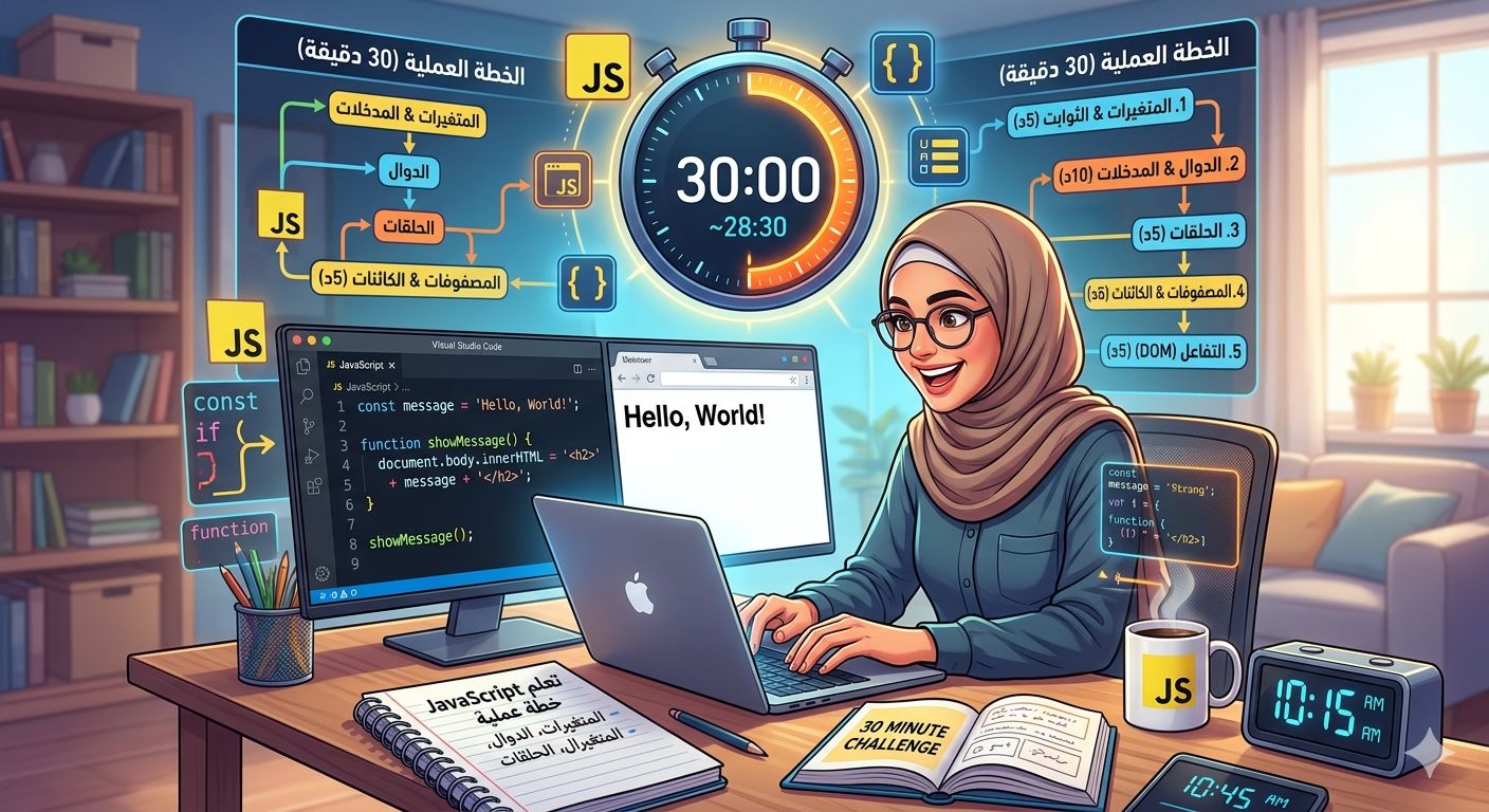 تعلم JavaScript في 30 دقيقة : خطة عملية للمبتدئين