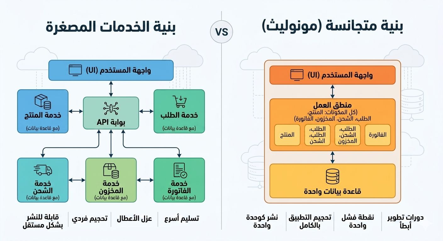 الفرق بين Monolithic و  Microservices ولماذا الشركات تتحول للنظام الثاني