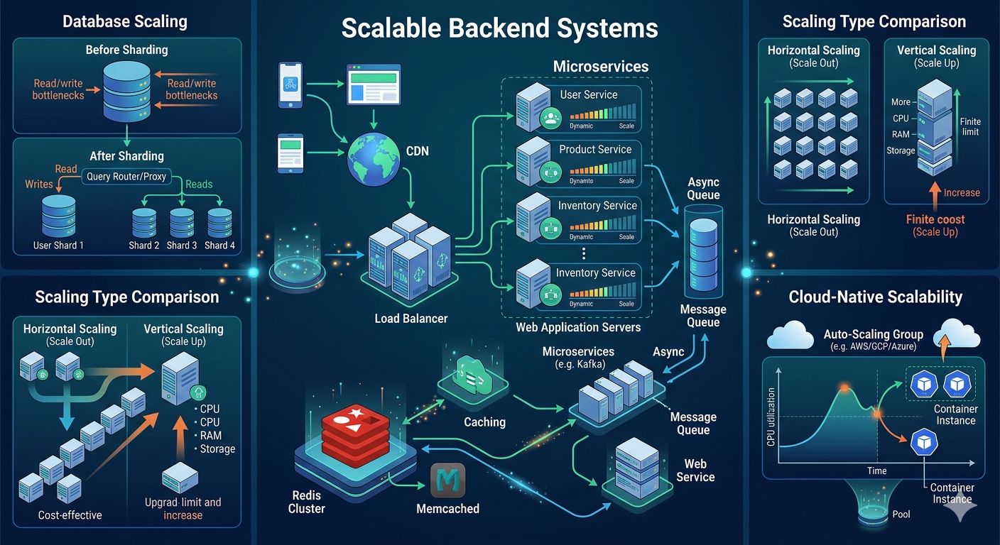 بناء نظام إدارة بيانات قابل للتوسع (Scalable Backend Systems )