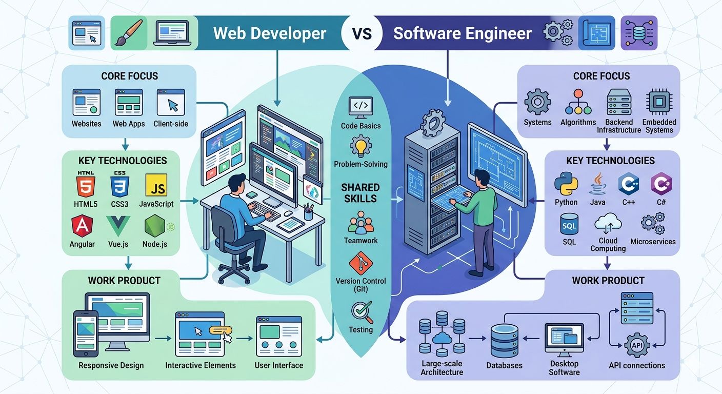 الفرق بين Web Developer و Software Engineer