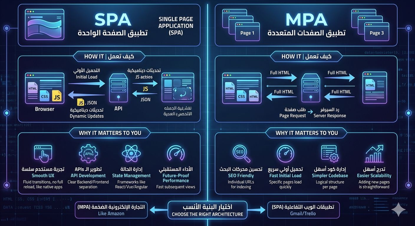 الفرق بين SPA و MPA ولماذا يهمك كمطور Frontend