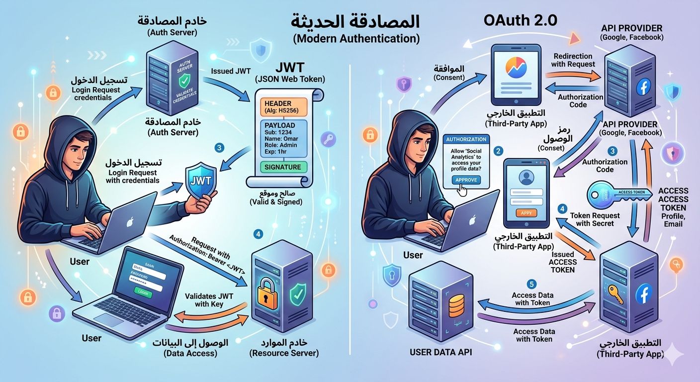كيف تعمل Authentication الحديثة (JWT – OAuth) بشكل عملي