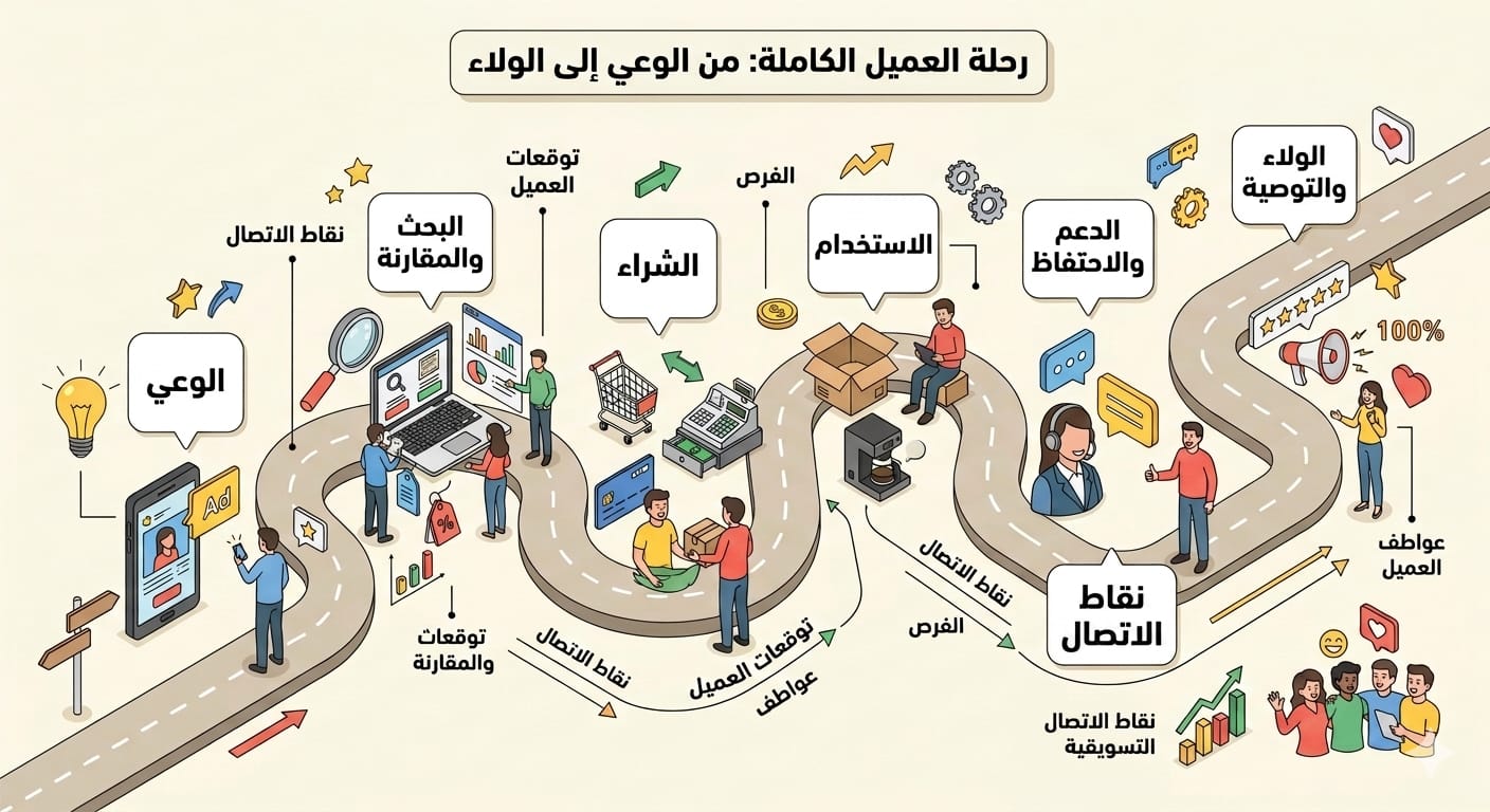 رحلة العميل (customer journey ) واهميتها